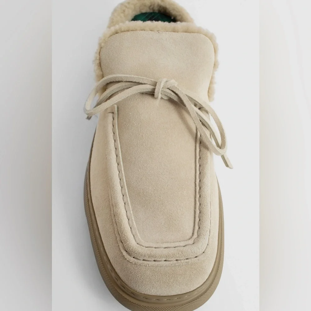BURBERRY - EKD Shearling Lined Suede Mules w/ Box & Dustbags - Picture 5 of 6